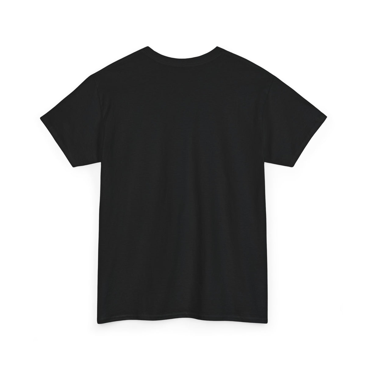 Black plain t-shirt, short-sleeve crew neck, front view