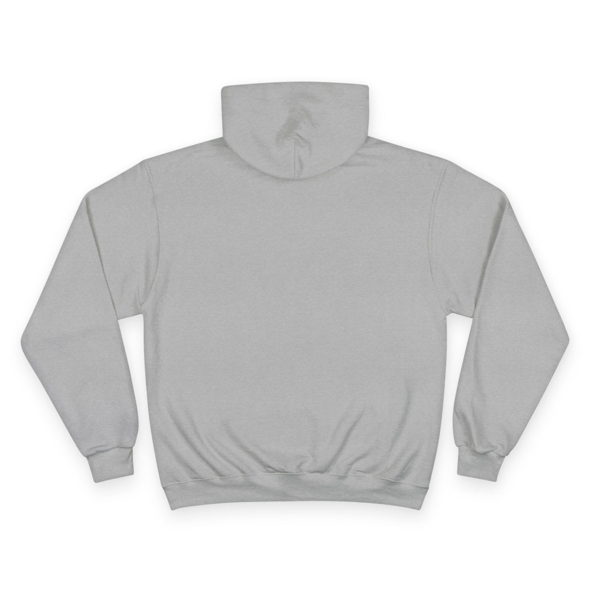 Unisex charcoal heather hoodie back view with hood and no visible front graphic