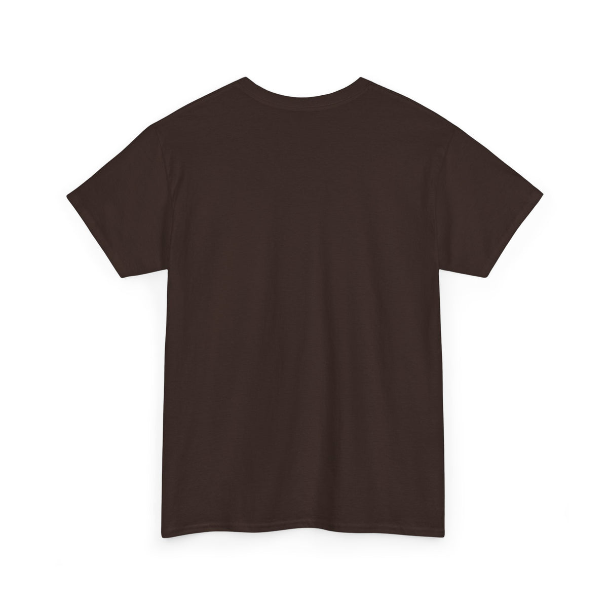 Dark brown graphic t-shirt, crew neck, short sleeves, no visible front print