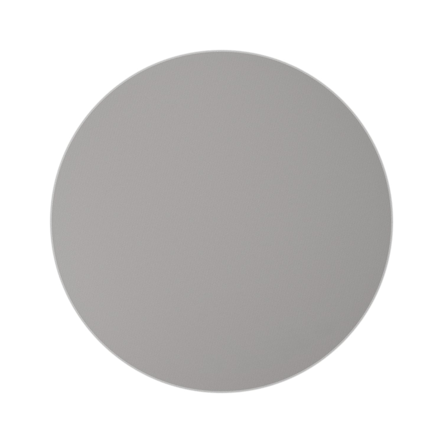 Round rug in solid light gray, smooth low-pile circular floor mat