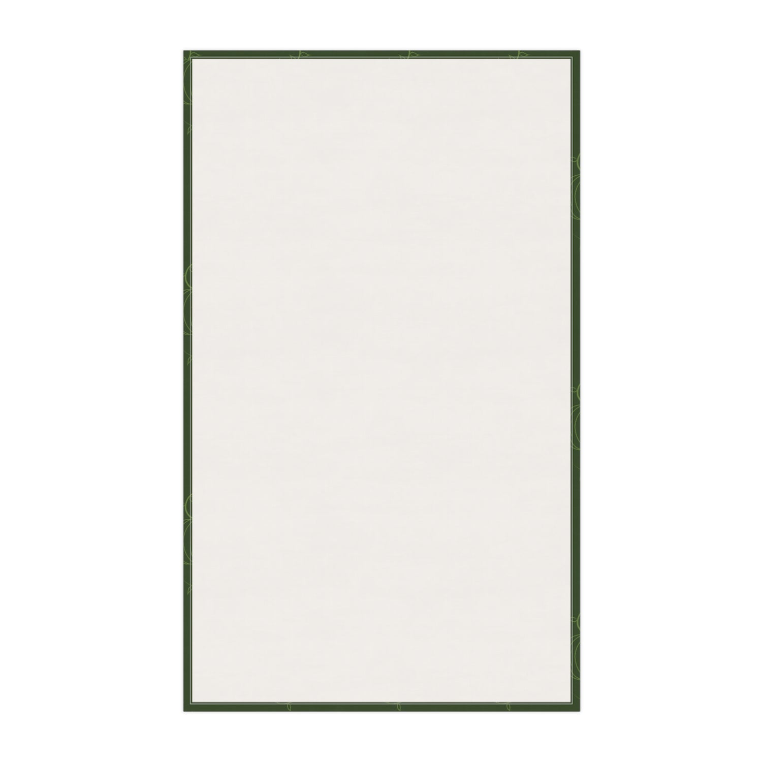 White-back tea towel with green stitched border (blank front)