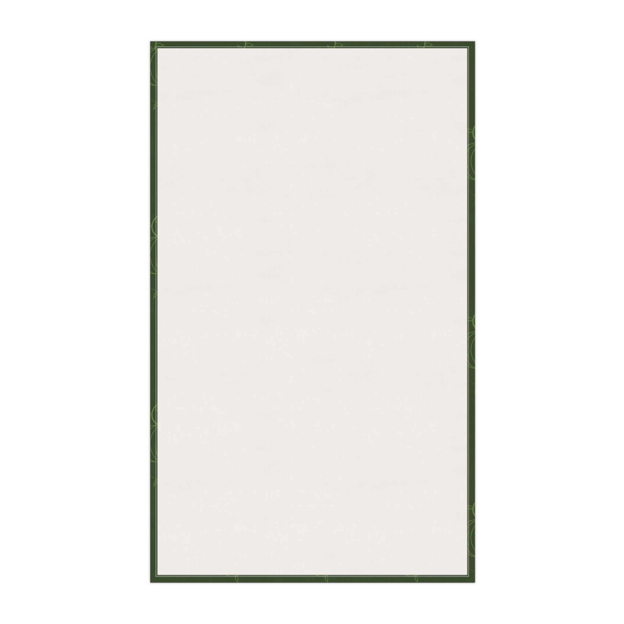 White-back tea towel with green stitched border (blank front)