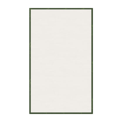 White-back tea towel with green stitched border (blank front)