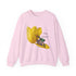 Light pink crewneck sweatshirt with yellow tulip frog graphic and “Say What?!” text