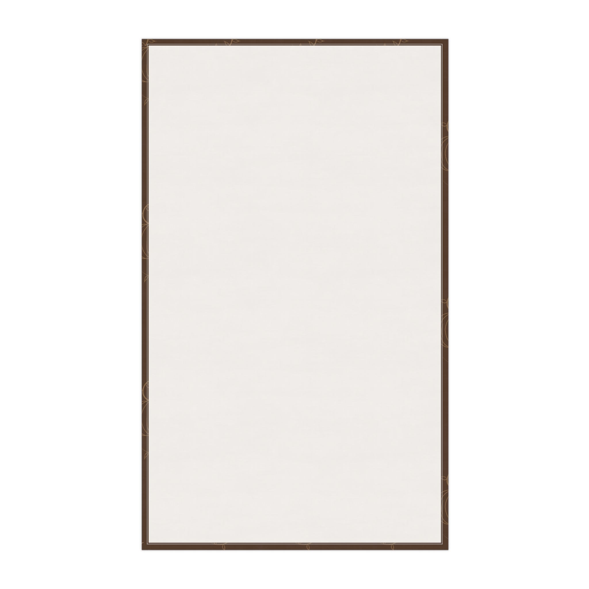 Off-white tea towel backing with brown border, plain