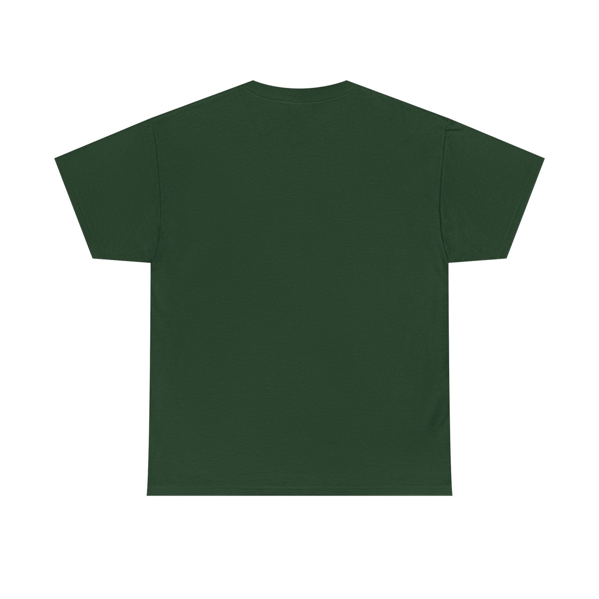 Olive green unisex cotton T-shirt back view, plain crew neck