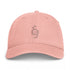 Peachy washed baseball cap with embroidered pumpkin graphic and eyelets