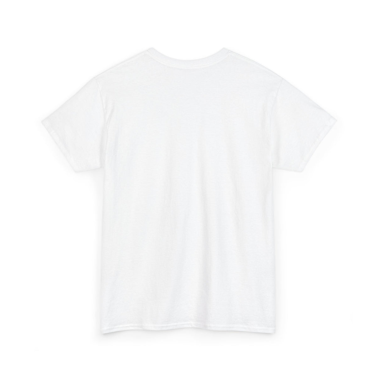 White plain t-shirt, short-sleeve crew neck, back view