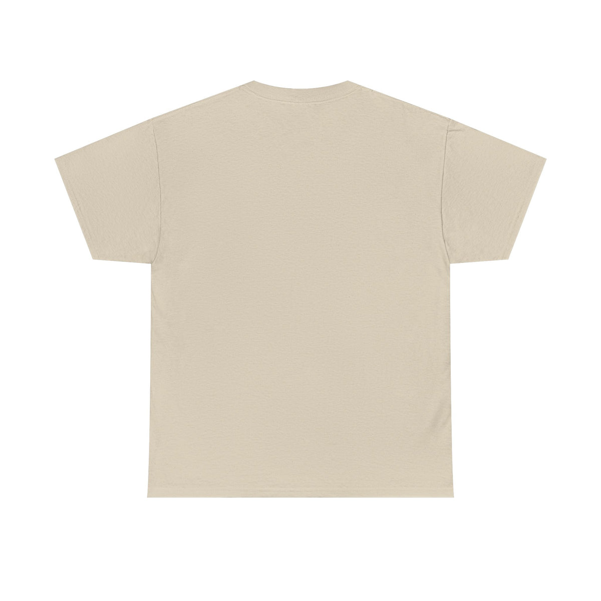 Unisex heavy cotton T-shirt, tan back view with plain crewneck