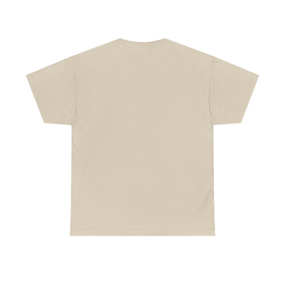 Unisex heavy cotton T-shirt, tan back view with plain crewneck