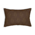 Brown lumbar pillow with tan pumpkin pattern and stitched border edges