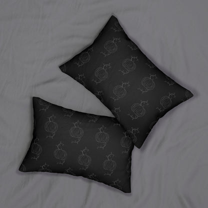 Set of two black lumbar pillows with pumpkin line pattern