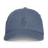 Blue denim washed baseball cap with embroidered pumpkin graphic and eyelets