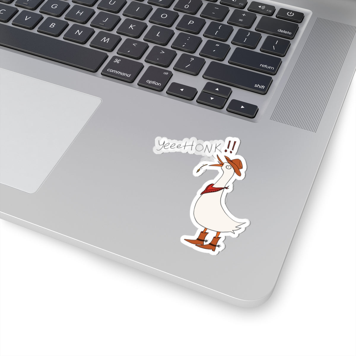 Small cowboy goose kiss-cut sticker with &