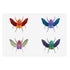 Square sticker sheet with four die-cut beetle insects in red, blue, green, and purple.