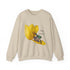 Beige crewneck sweatshirt with yellow tulip frog graphic and “Say What?!” text