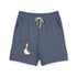 Blue jean graphic sweat shorts with drawstring waistband and cartoon goose print