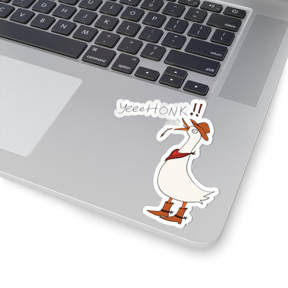 Cowboy goose sticker with kiss-cut edge, boots, and &