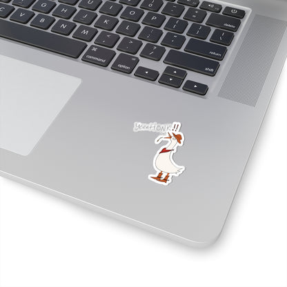 YeeeHonk cowboy goose kiss-cut sticker, cartoon goose in cowboy outfit on white backing