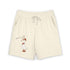 Ivory graphic sweat shorts with drawstring waistband and cartoon goose print on leg
